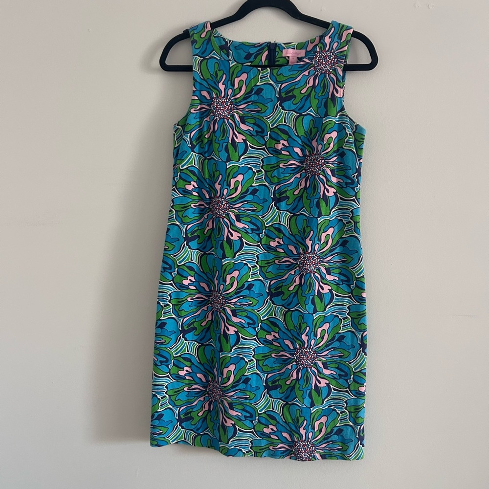 Lilly Pulitzer Stephanie Shift Dress - Blue and Green Floral Size 6